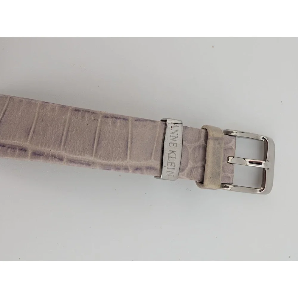 Anne Klein Swiss Diamond Watch Women 32mm Case‎ Purple Leather Band- New Battery
